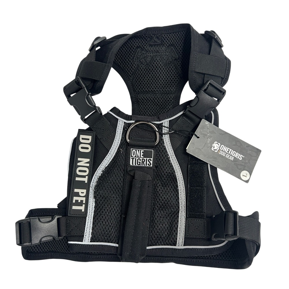 OneTigris Tactical Dog Harness Large Black Reflective‎ Adjustable Service